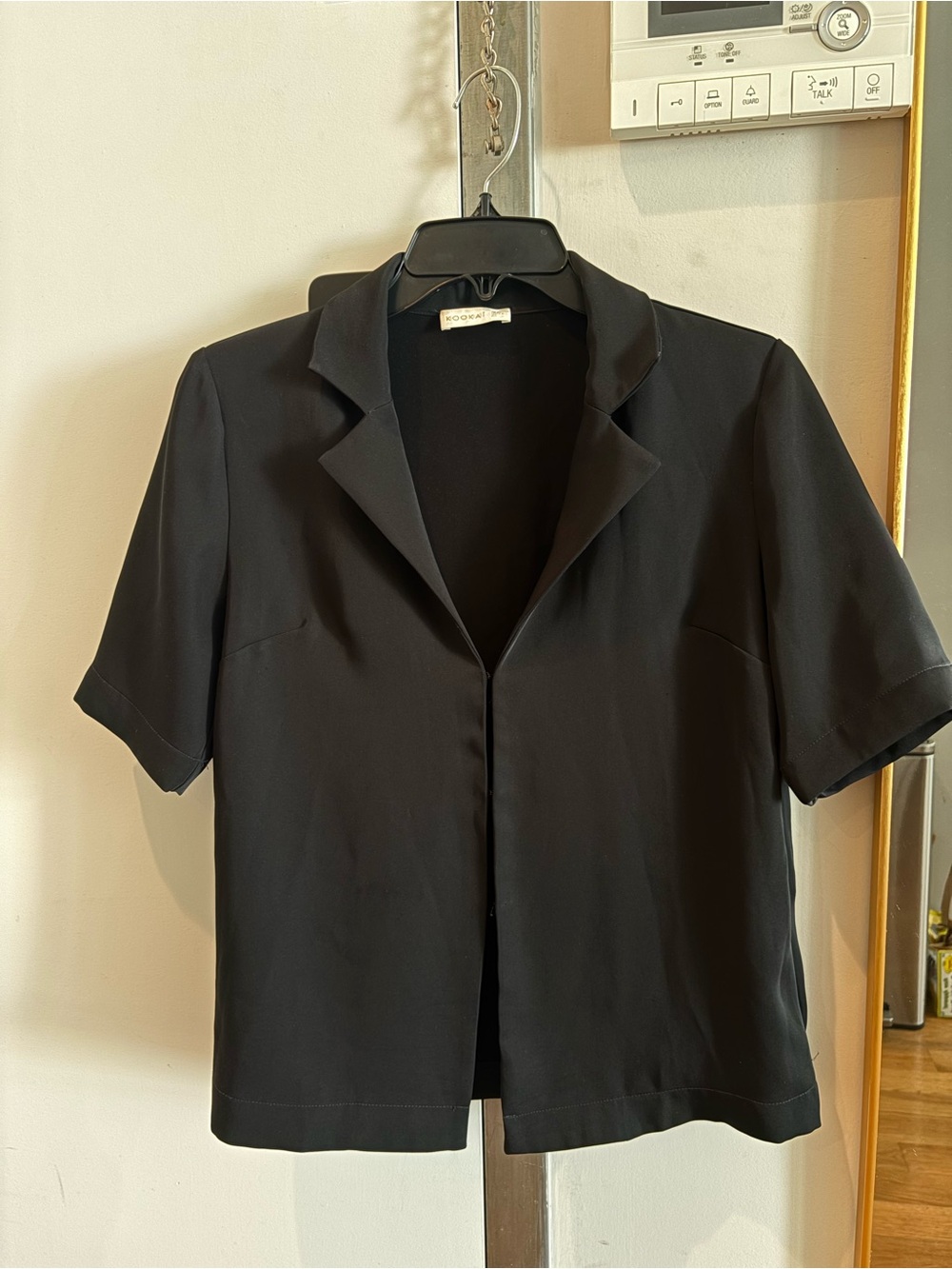 Kookai Black Short-Sleeve Button-Front Collar Shirt professional cute